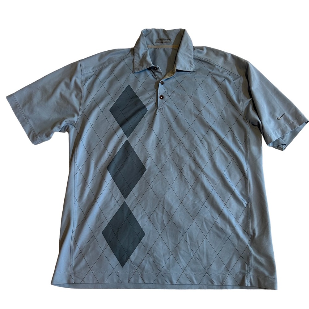 Nike Golf Shirt Carolina Blue Argyle Large UNC performance